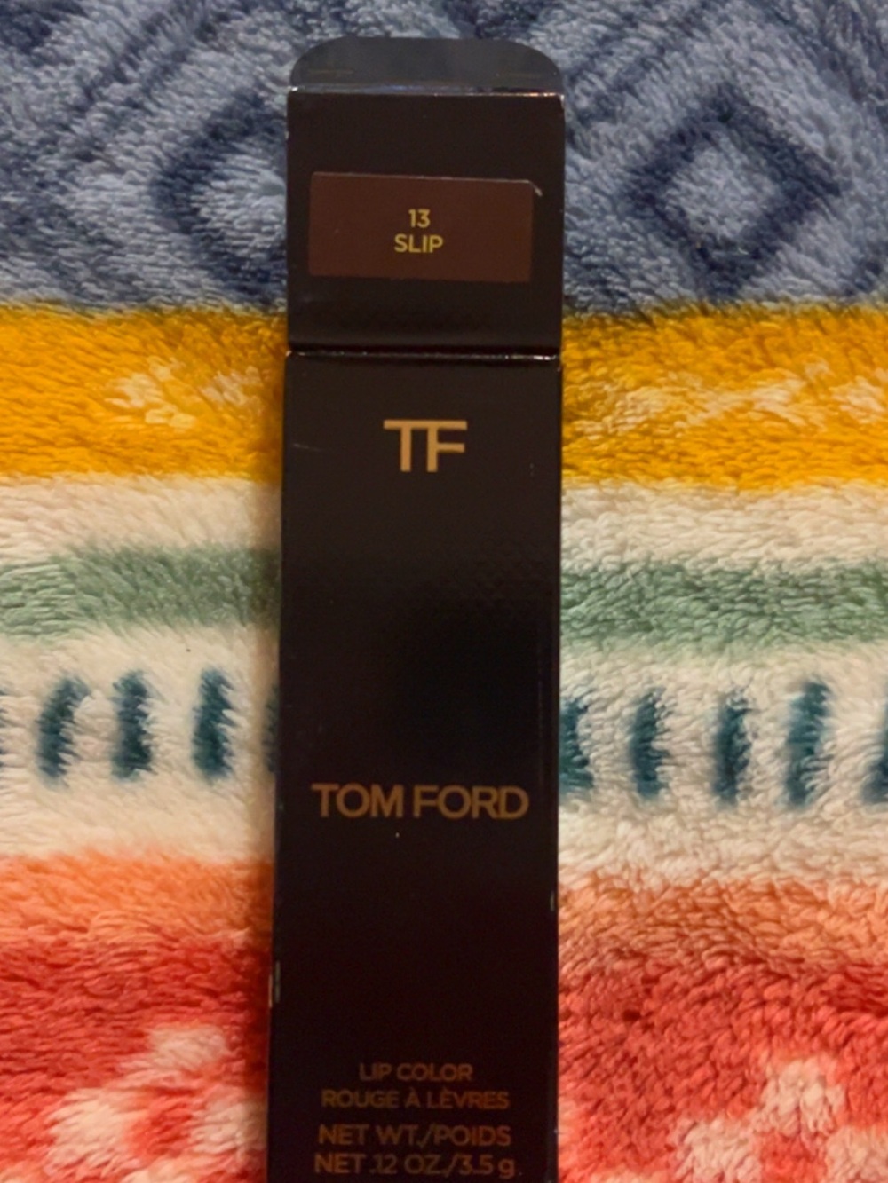 Tom Ford Lip Color 13 Slip — Neutral Brown with Black & Gold Accents